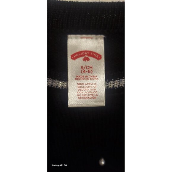 Holiday Time Womens Ugly Xmas Sweater JOLLY S 4/6 Black Red Candy Cane Embroider - Picture 5 of 6